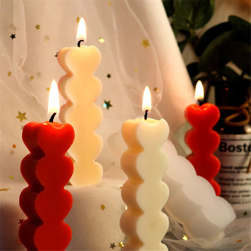 1pc 5-Connected Heart Candle Silicone Mould Atmosphere For Wedding Party
