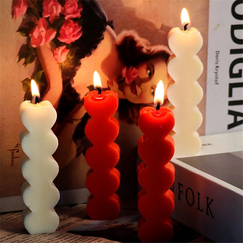 1pc 5-Connected Heart Candle Silicone Mould Atmosphere For Wedding Party