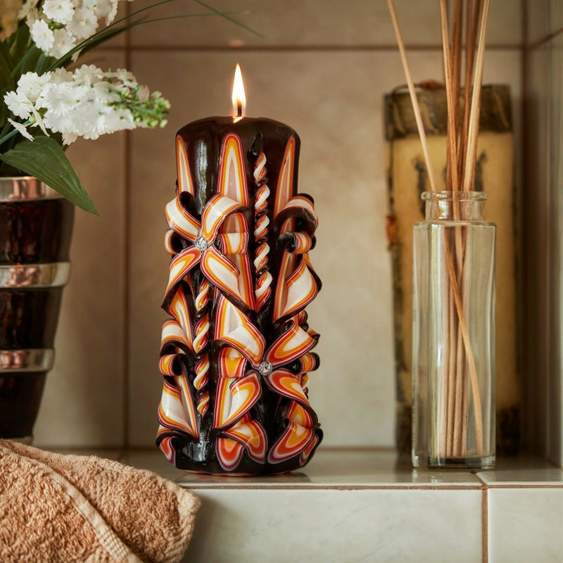 "Enchanting Flames: A Collection of Hand-Carved Candles"