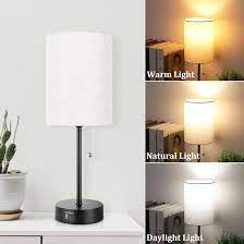 "Touch Control Wood Bedside Lamp with USB Port"